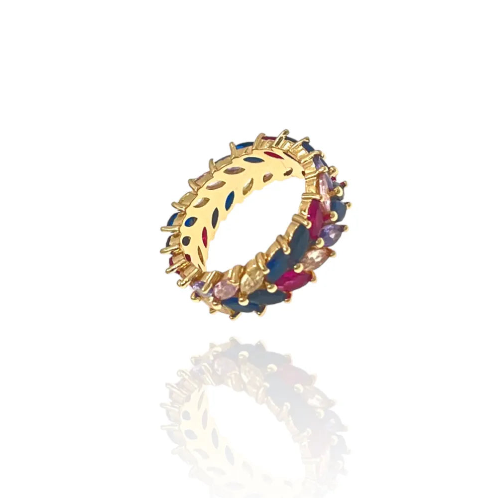 AMM-103-AA2984R Foglia-Anello con Cubic Zirconia con Misura
