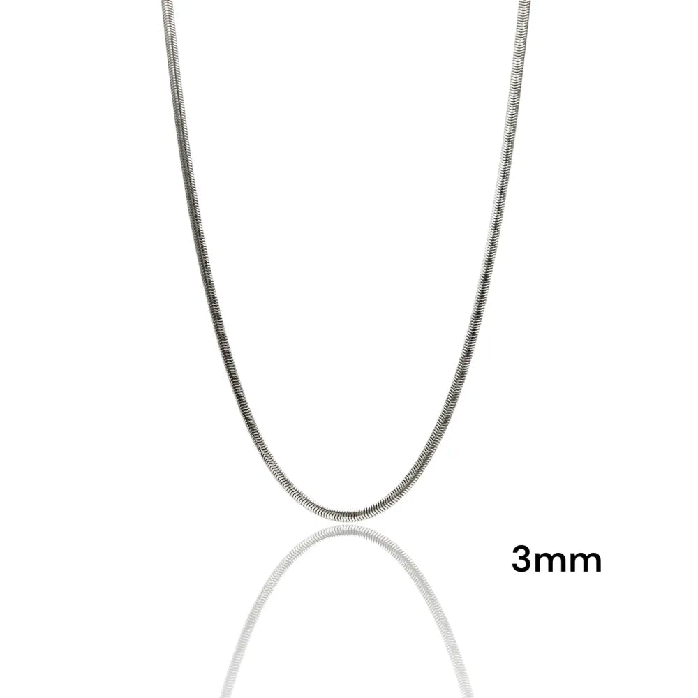 CAC-413-3519 Serpente 3mm-Collana Corta in Acciaio