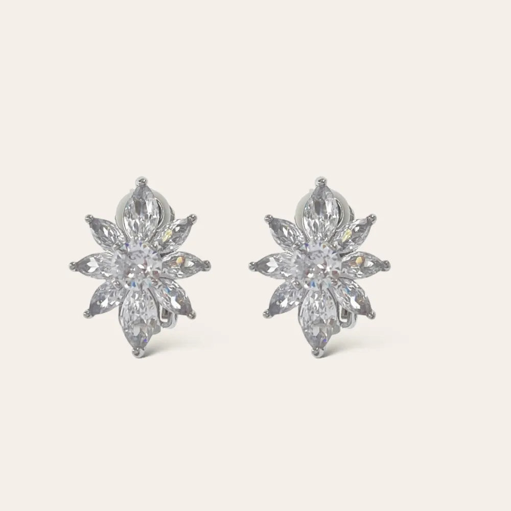 OMK-493-30 Fiore-Orecchini a Clip con Zirconia