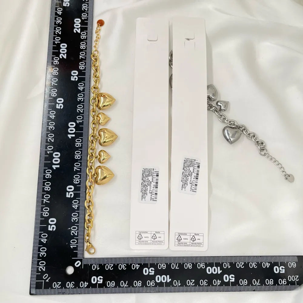 BAC-103-AA3397B Cuore Bombato-Bracciale in Acciaio con Chiusura