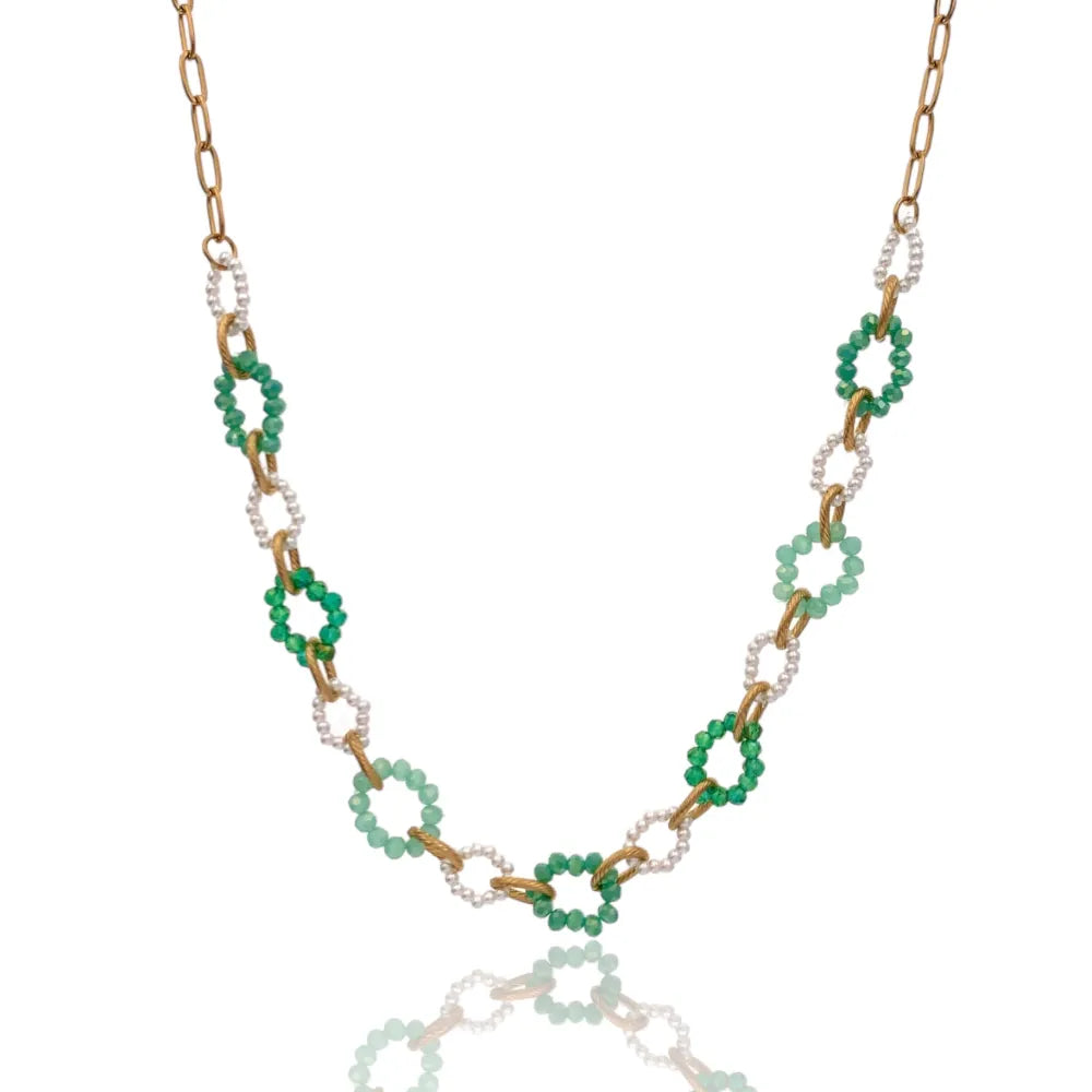 CAC-735-21 Catena con Perline-Collana Corta in Acciaio