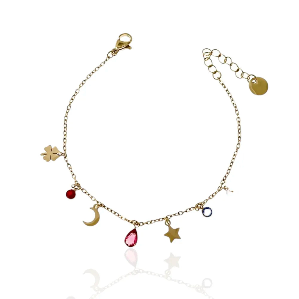 BAC-103-AA2423B Stella Luna Goccia-Bracciale in Acciaio con Chiusura