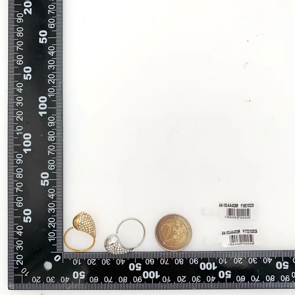 AAR-103-AA4026R Goccia con Strass-Anello Regolabile in Acciaio