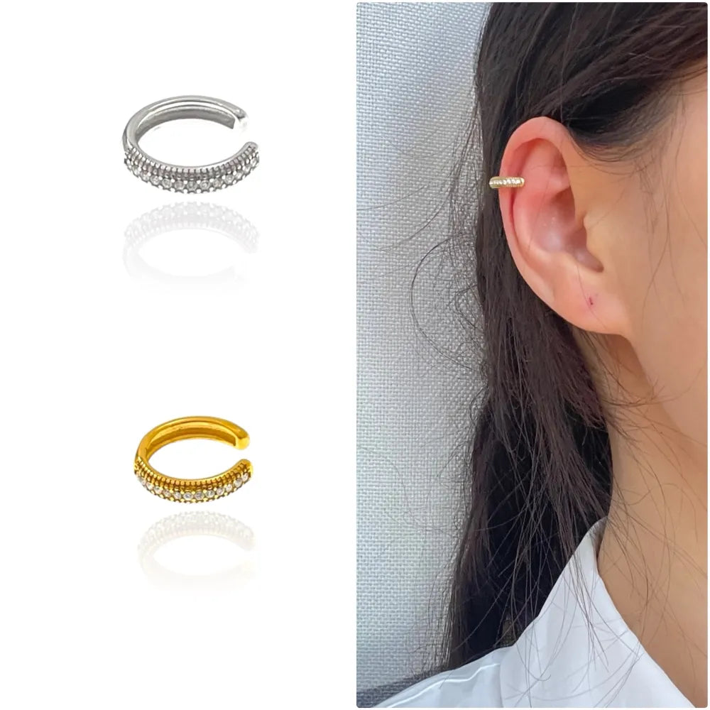 OAP-103-AA4282Eg Doppio Filo con Zirconia -Earcuff in Acciaio