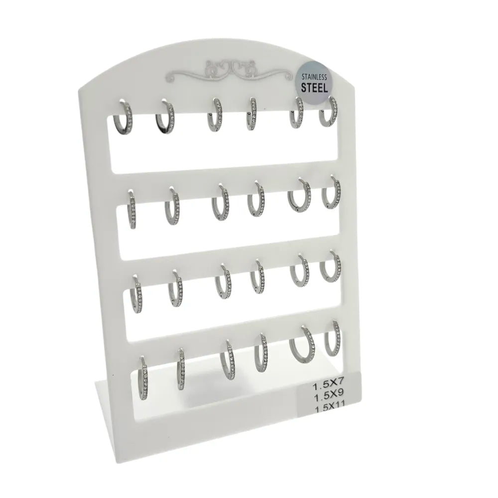 OPA-103-AA4380E 7-11mm Cerchio Scalare con Zirconia-12Paia Orecchini in Acciaio
