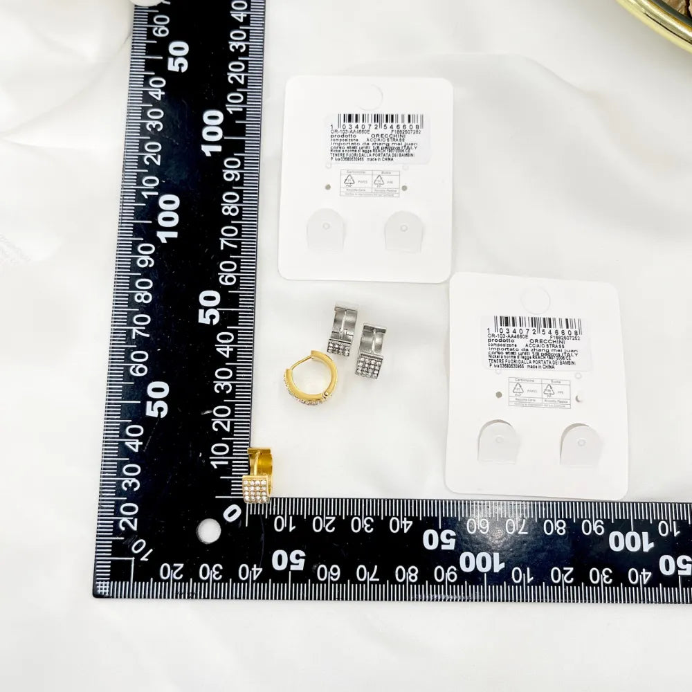 OAP-103-AA4660E Cerchio con Strass -Orecchini in Acciaio