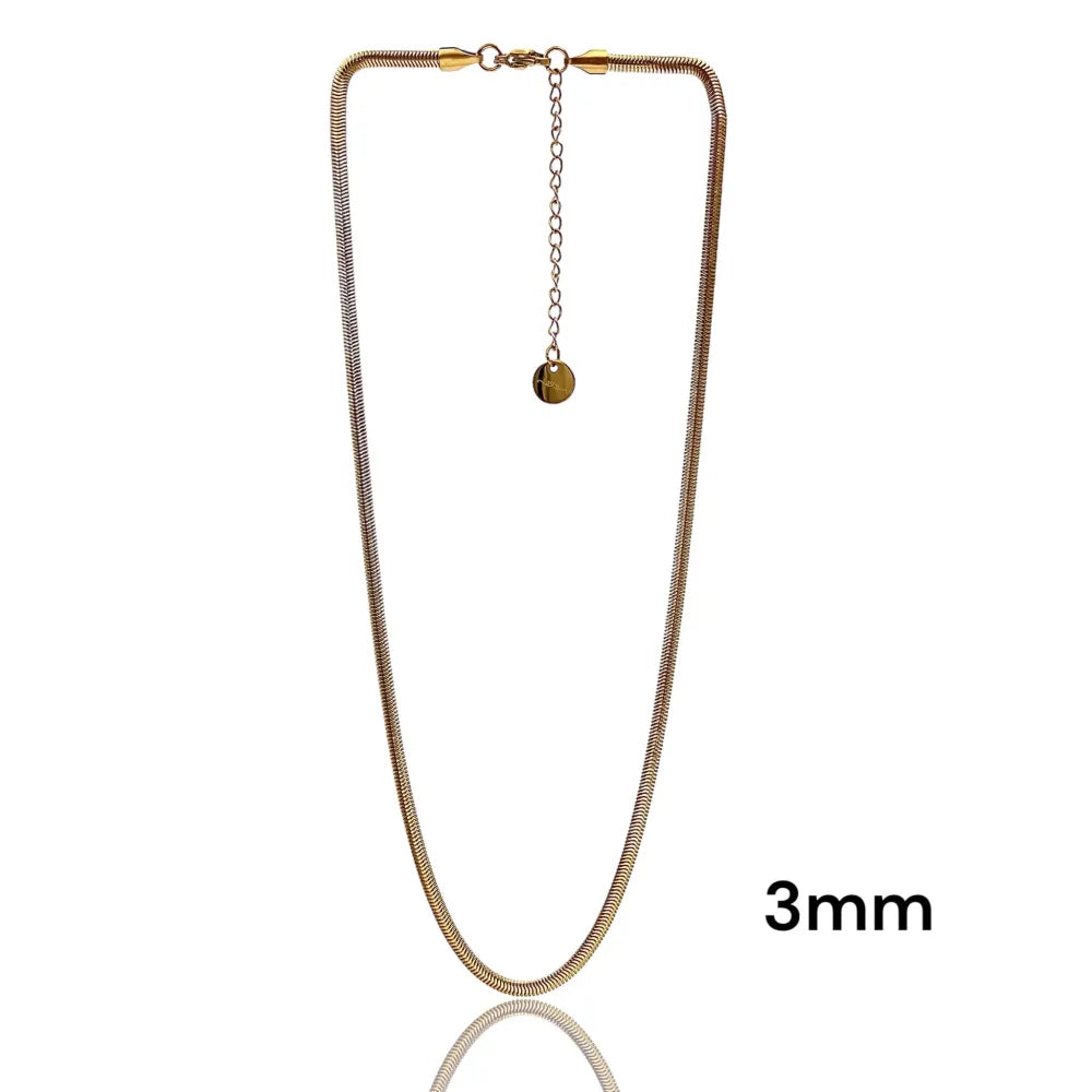CAC-413-3519 Serpente 3mm-Collana Corta in Acciaio