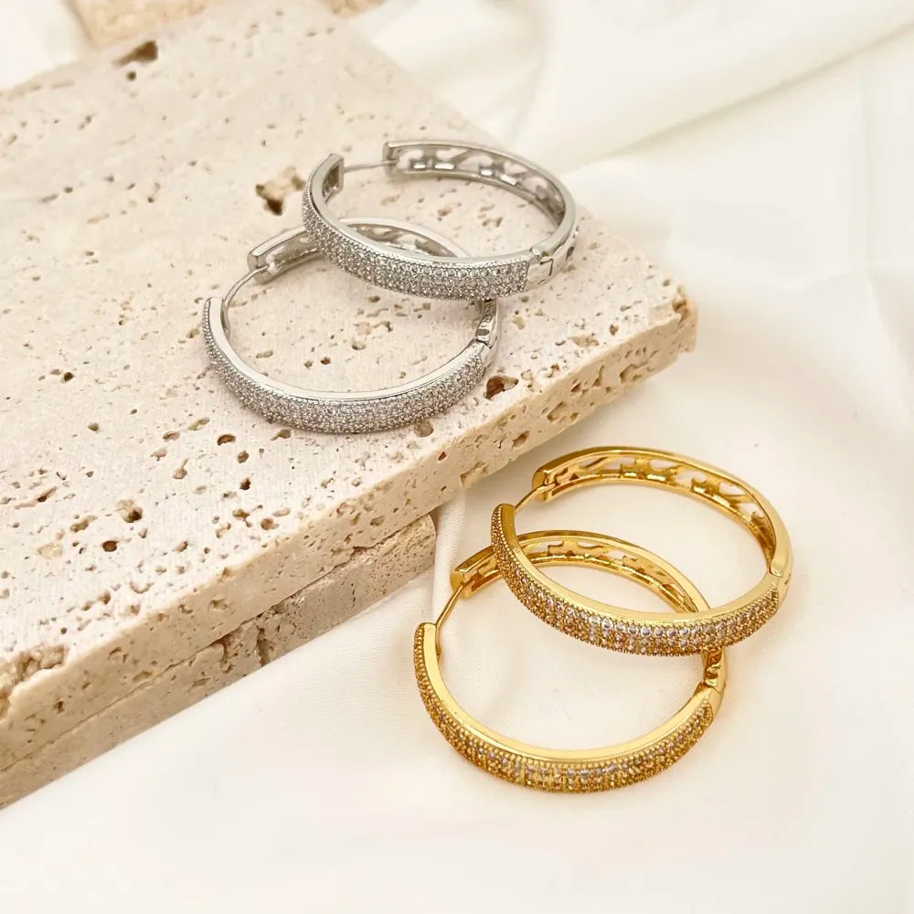 OMZ-103-AA2722E 30mm Cerchio 30mm con Zirconia-Orecchini con Zirconia