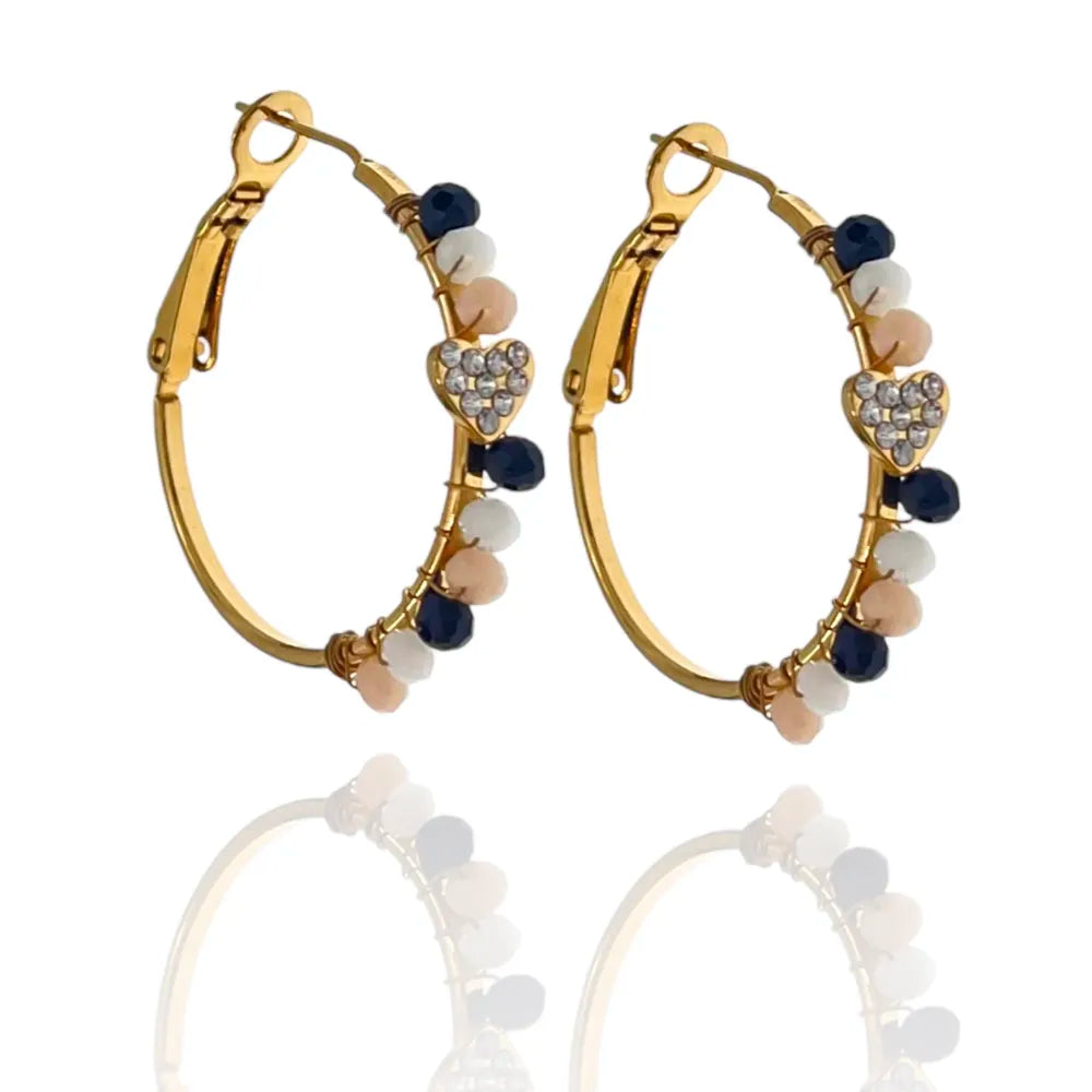 OAP-103-AA1726E Cerchio Colorato con Cuore-Orecchini in Acciaio