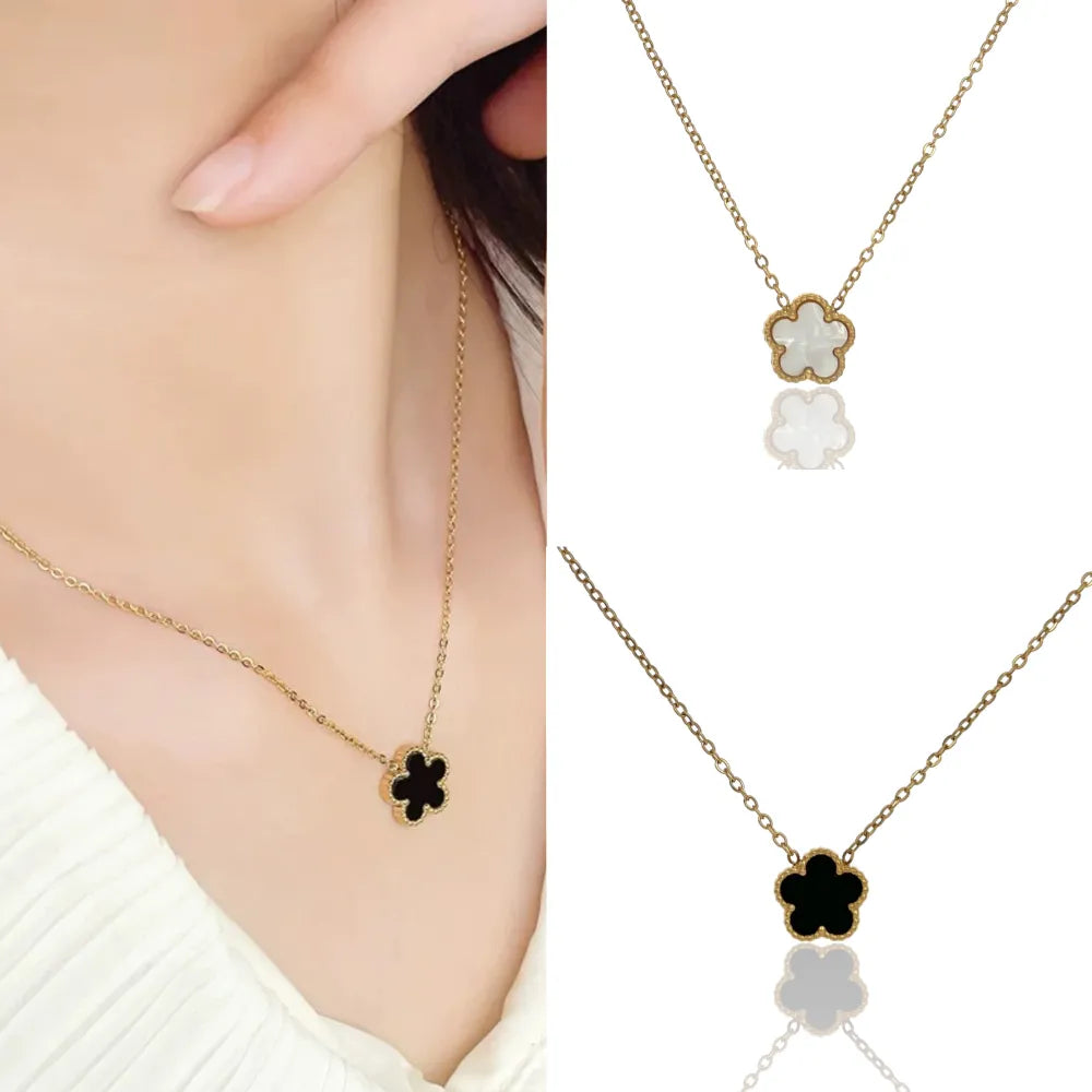 CAC-413-2154 C Fiore-Collana Corta in Acciaio