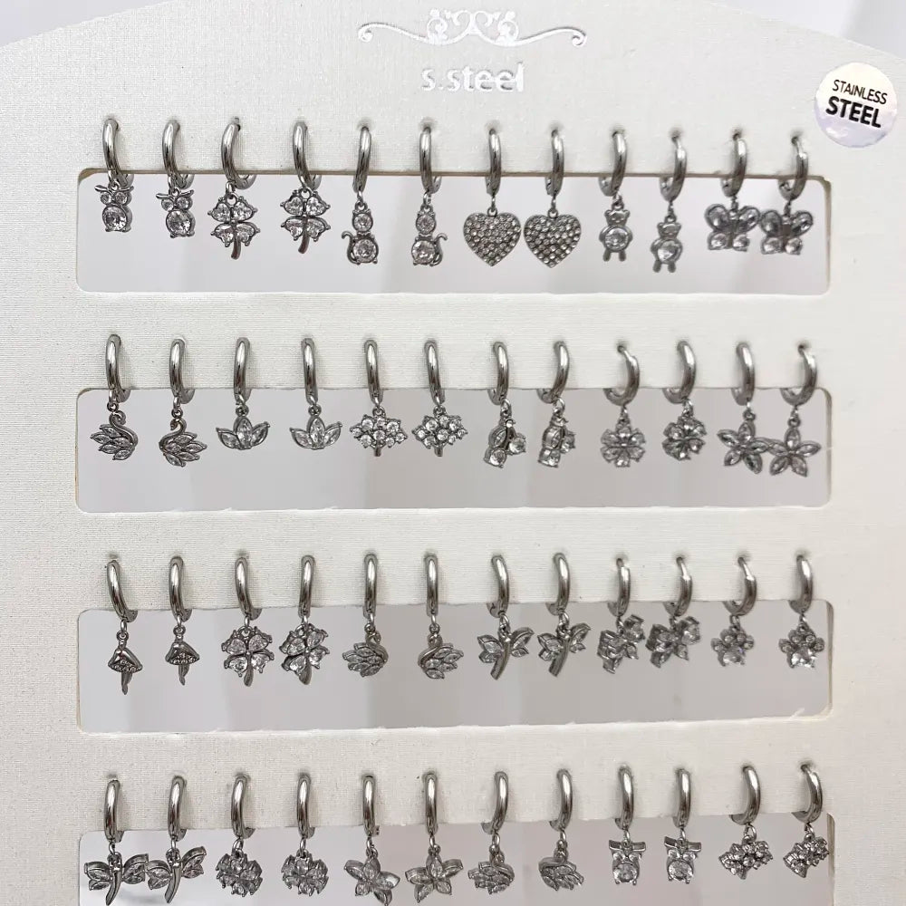 OPA-103-AA2938-2957E Mix Soggetti Pendenti-36paia orecchini in Acciaio