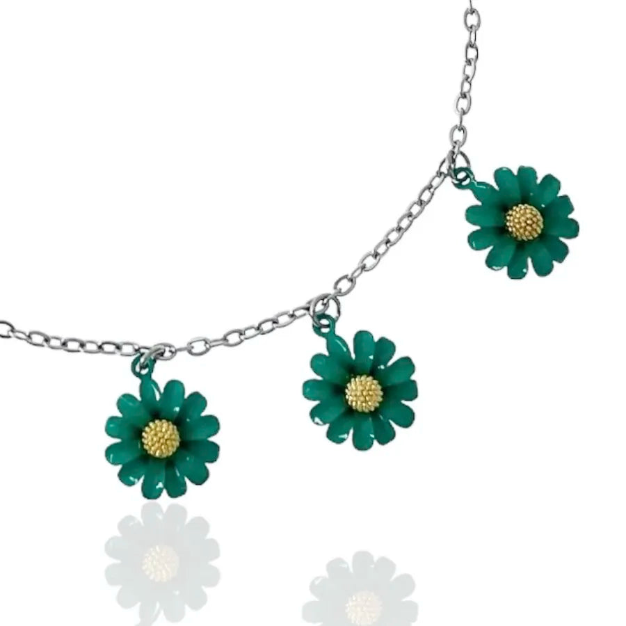 CAC-103-AA3450N Margherita Smaltata-Collana Corta in Acciaio