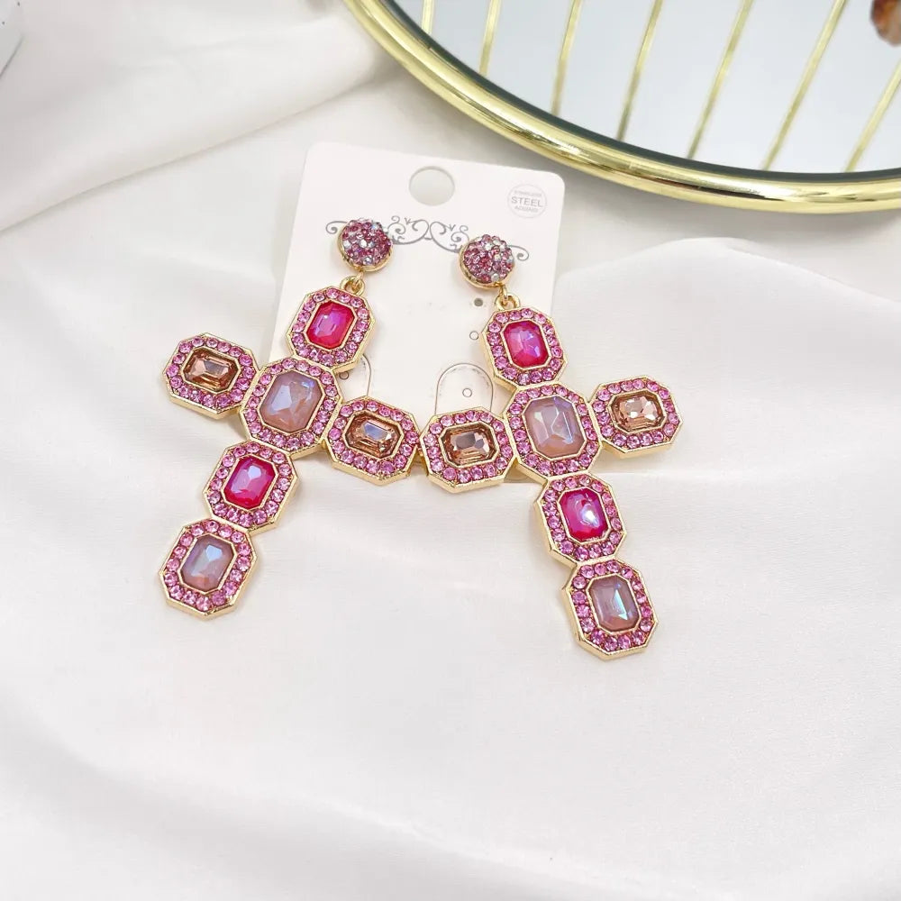 OMM-732-221 Croce Colorato-Orecchini Moda