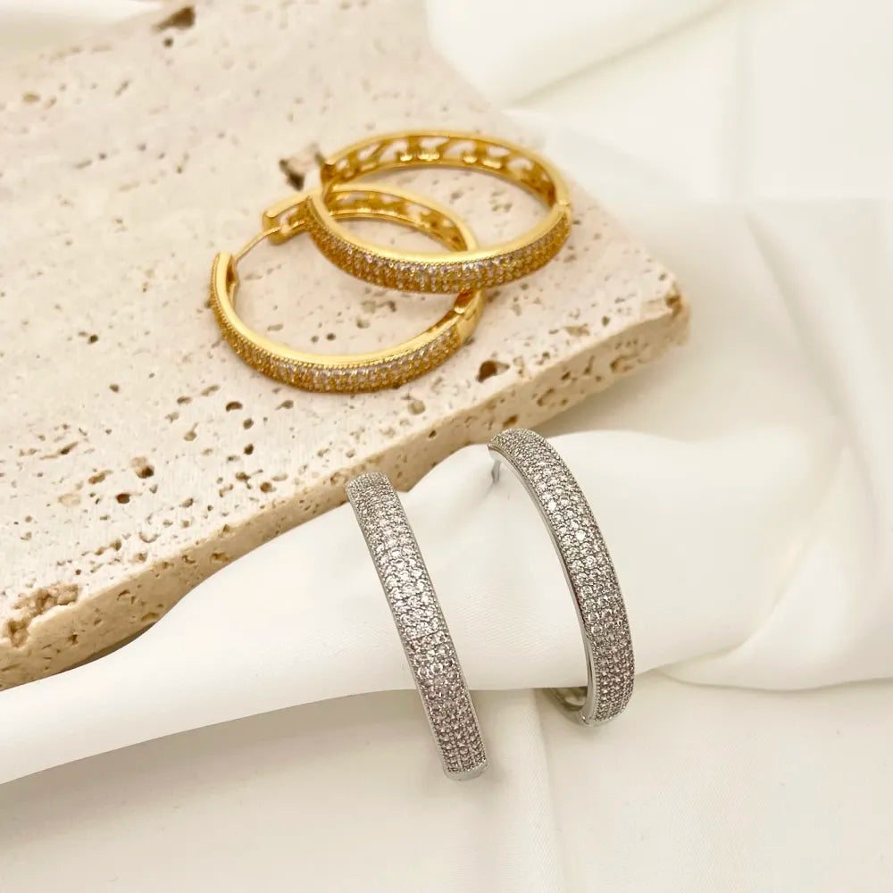 OMZ-103-AA2722E 30mm Cerchio 30mm con Zirconia-Orecchini con Zirconia