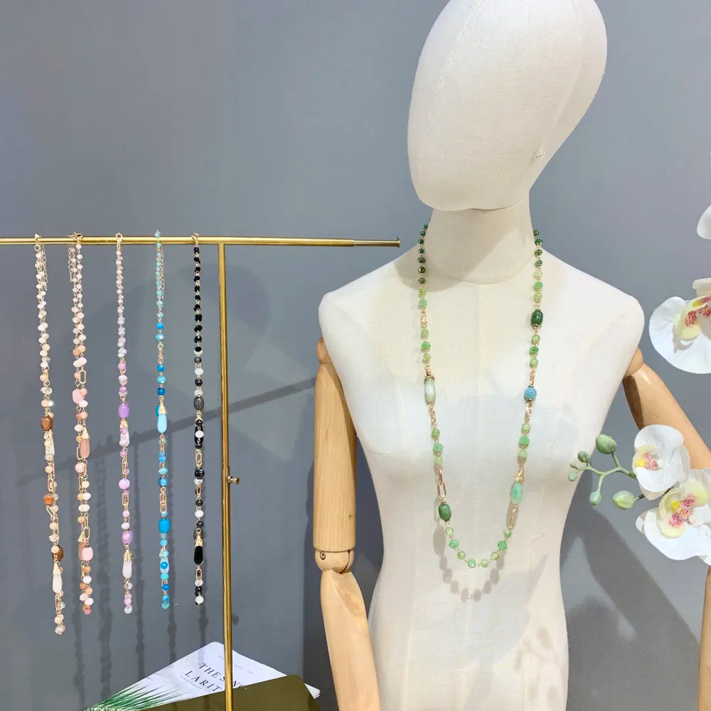CML-703-20 Ovale con Cristalli-Collana Lunga Moda