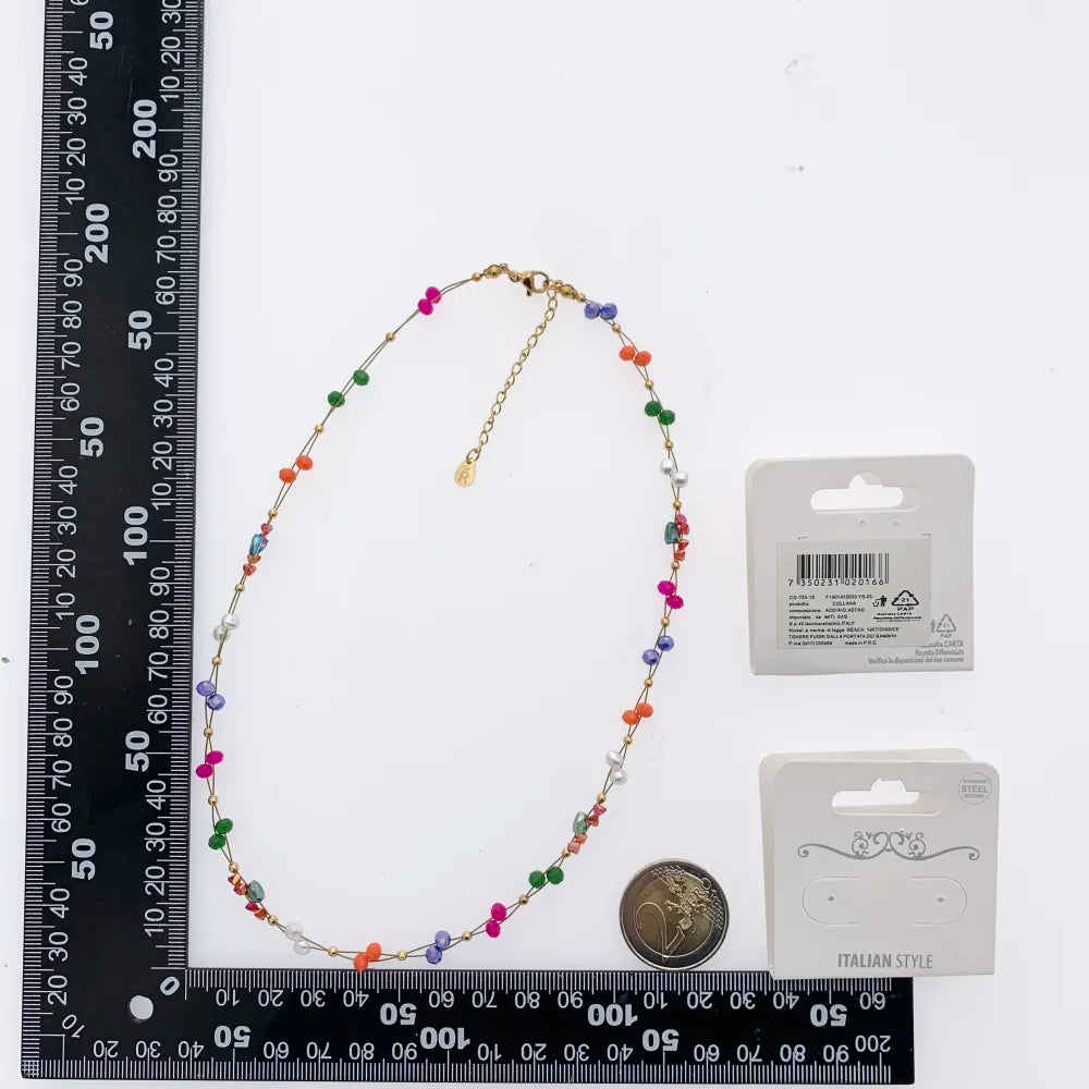 CAC-735-16 Catena con Perline-Collana Corta in Acciaio