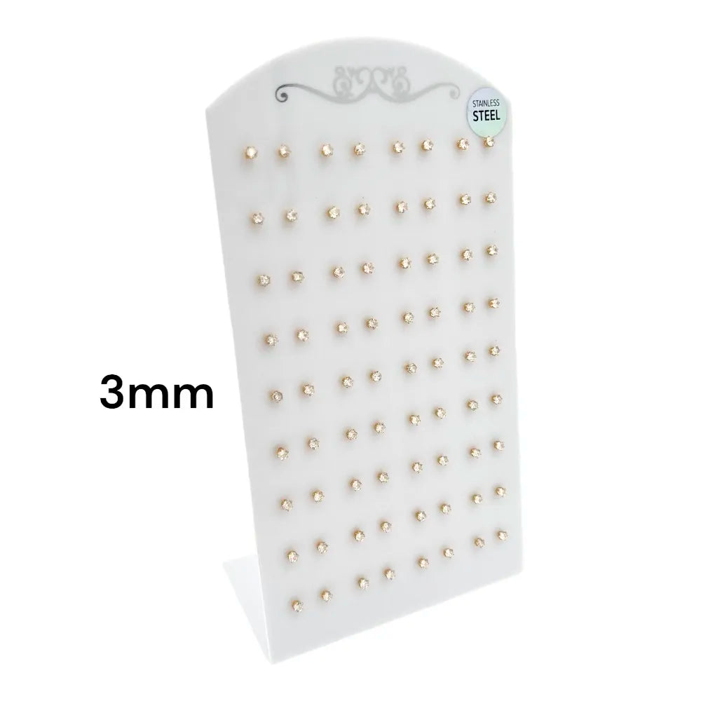 OPA-107-87 3mm Punto Luce 3mm 6Griffe-36Paia Orecchini in Acciaio