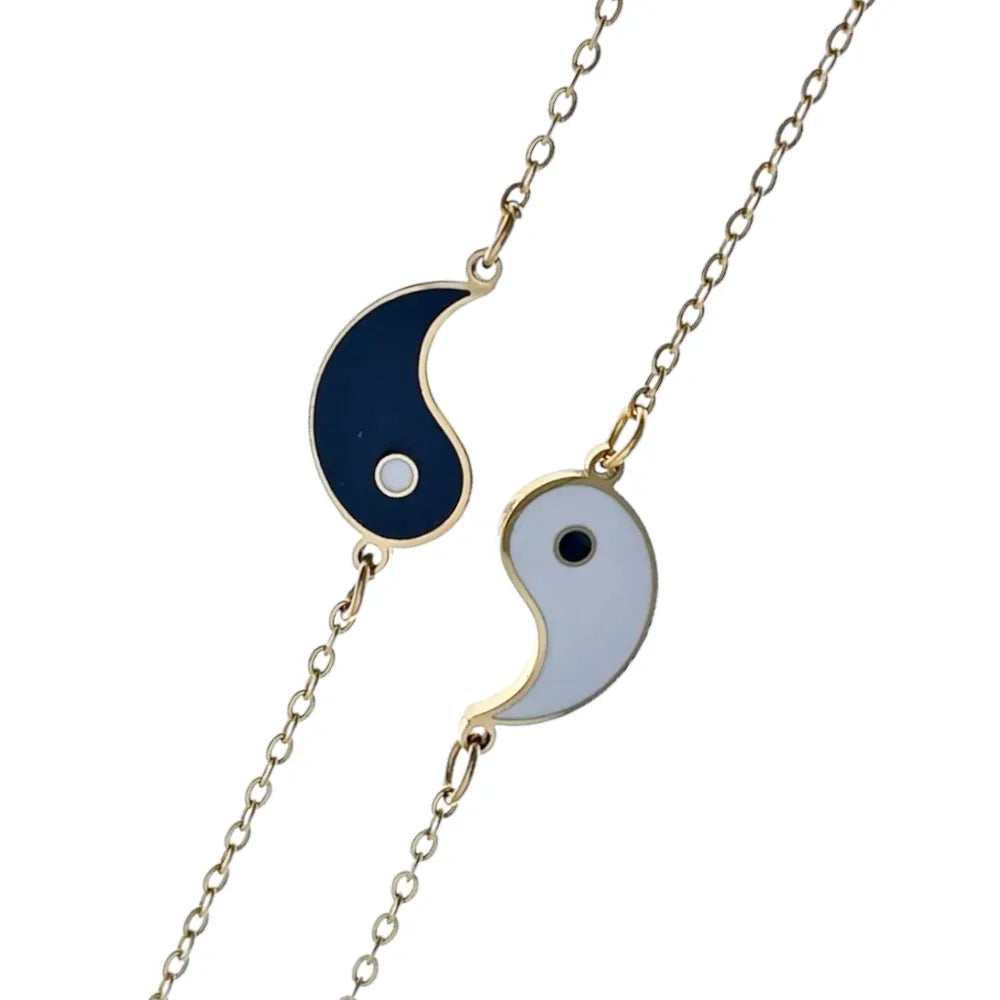 BAC-413-2042 Ying Yang per Coppia-Due Bracciali in Acciaio