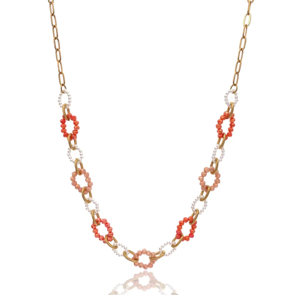 CAC-735-21 Catena con Perline-Collana Corta in Acciaio