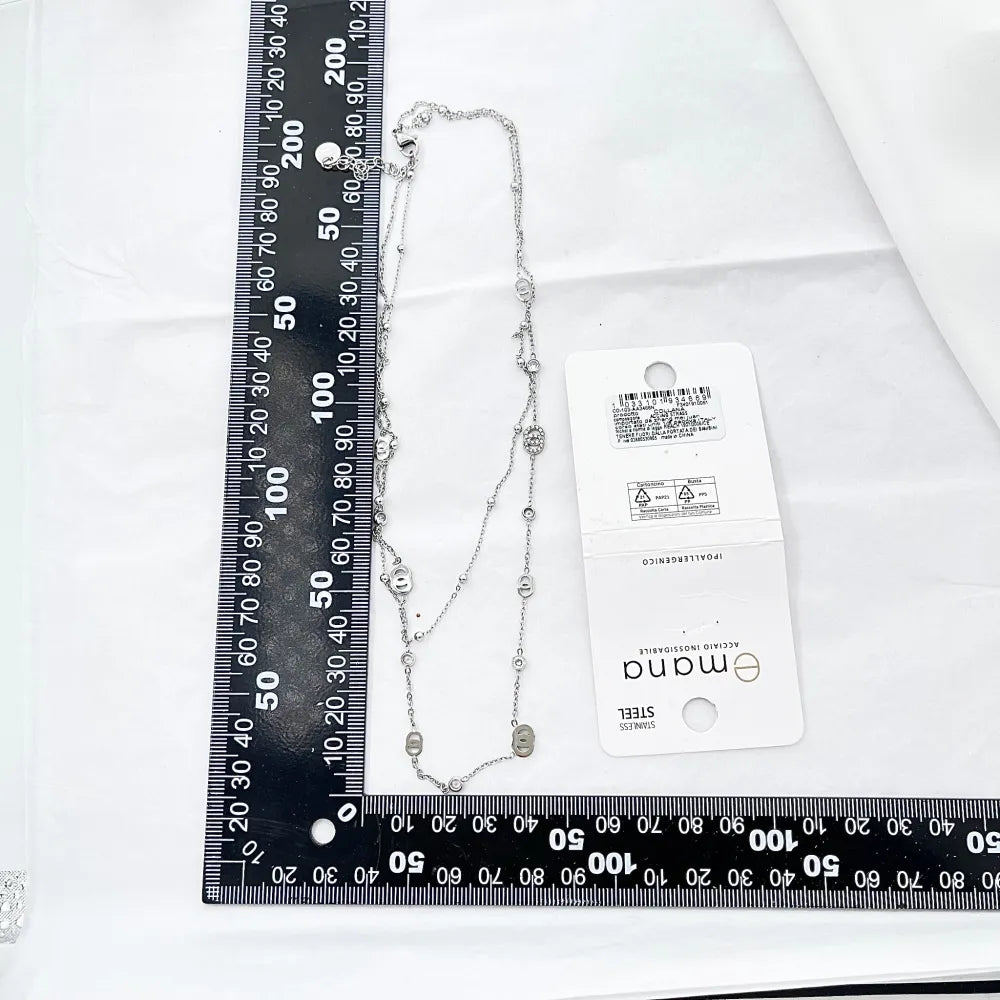 CAC-103-AA3466N Doppio Cerchio con P.Luce-Collana Corta in Acciaio