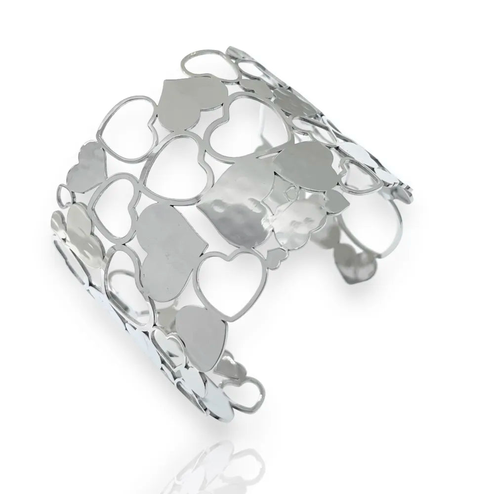 BAR-732-227 Cuore-Bracciale Rigido in Acciaio