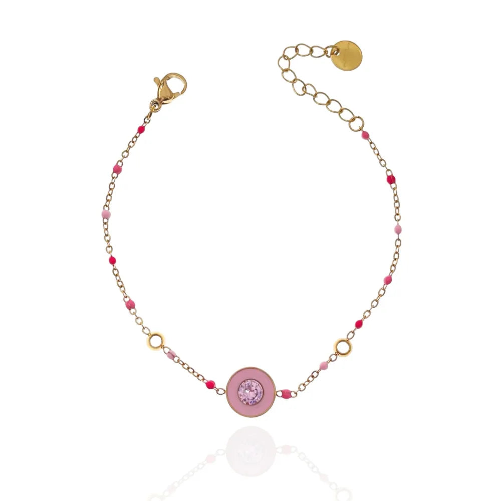 BAC-103-AA3421B Punto Luce Colorato Smaltato-Bracciale in Acciaio