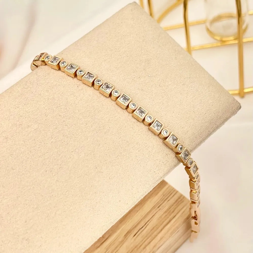 BMZ-243-14 S Quadrato e Tondo-Bracciale con Cubic Zirconia