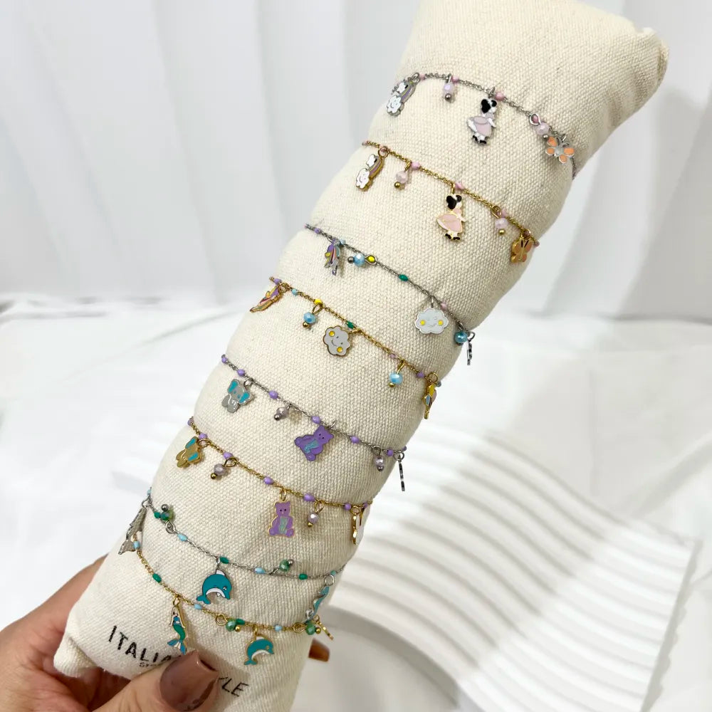 BAC-736-26 Soggetti Smaltati Favola-Bracciale in Acciaio