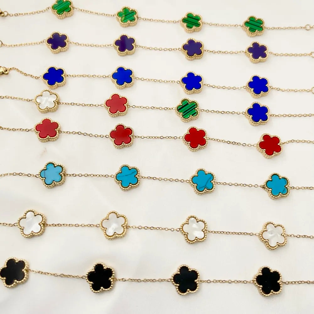 BAC-413-2765 Fiore Grande Colorato -Bracciale in Acciaio con Chiusura